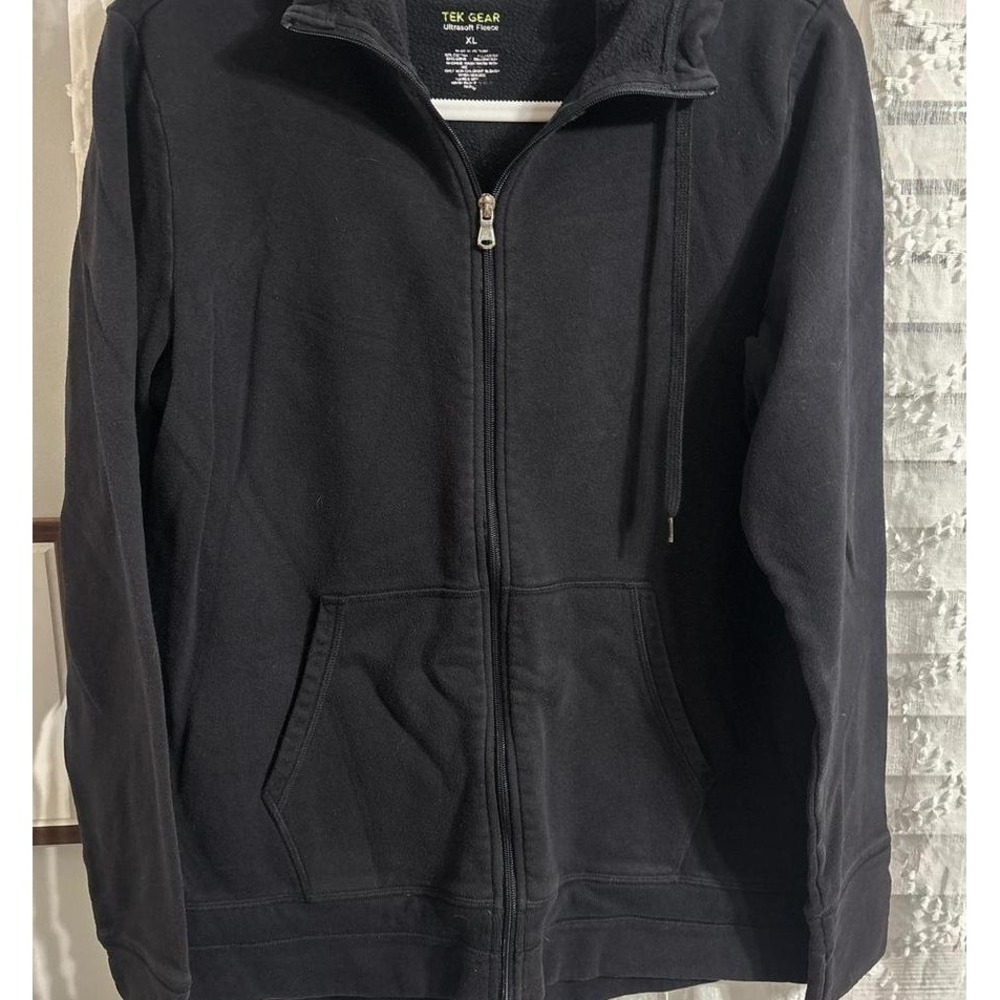 Tek Gear Ultrasoft Fleece Full Zip Hoodie Black Mens XL Sweatshirt Jacket